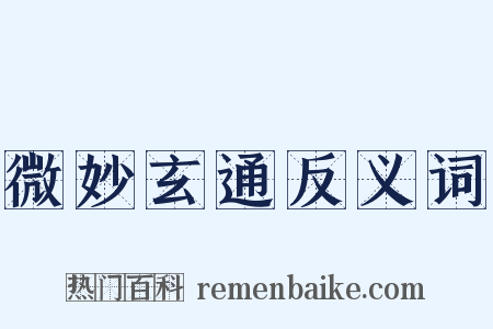 微妙玄通反义词是什么意思的图片